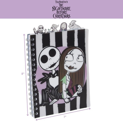 Nightmare Before Christmas Tab Journal Notebook, Spiral Bound, 96 Lined Pages, 8 x 7 inches, Black/White