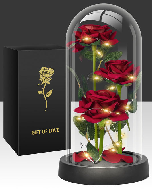 Glass Rose Mothers Day Flower Gifts for Mom from Daughter Son, Birthday Gifts for Women Mom Wife Girlfriend, Handmade Glass Roses Flowers Womens Gifts for, Anniversary, Womens Day, Mothers Day
