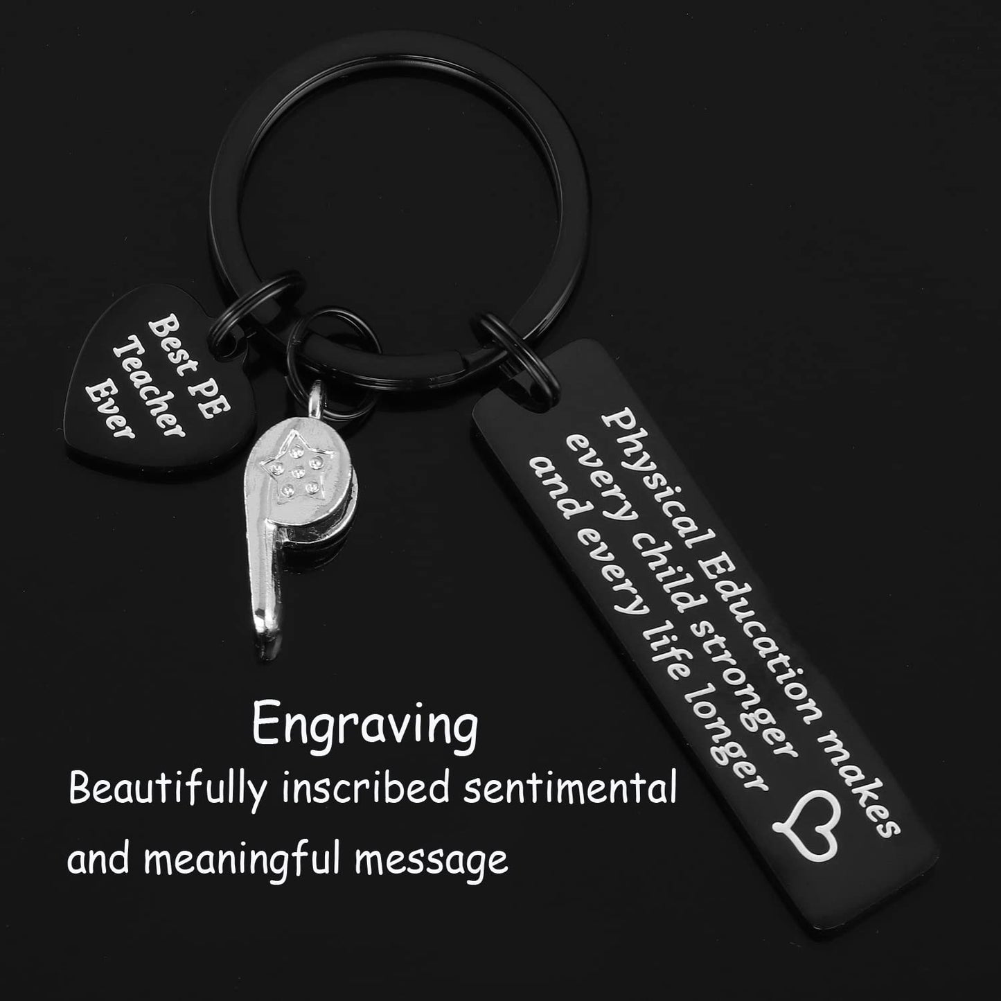 PE Teacher Appreciation Gifts Keychain for Women Men Male from Student PE Whistle Charm Keyring Thank You Gym Teachers Best P E Coach PE Keychain