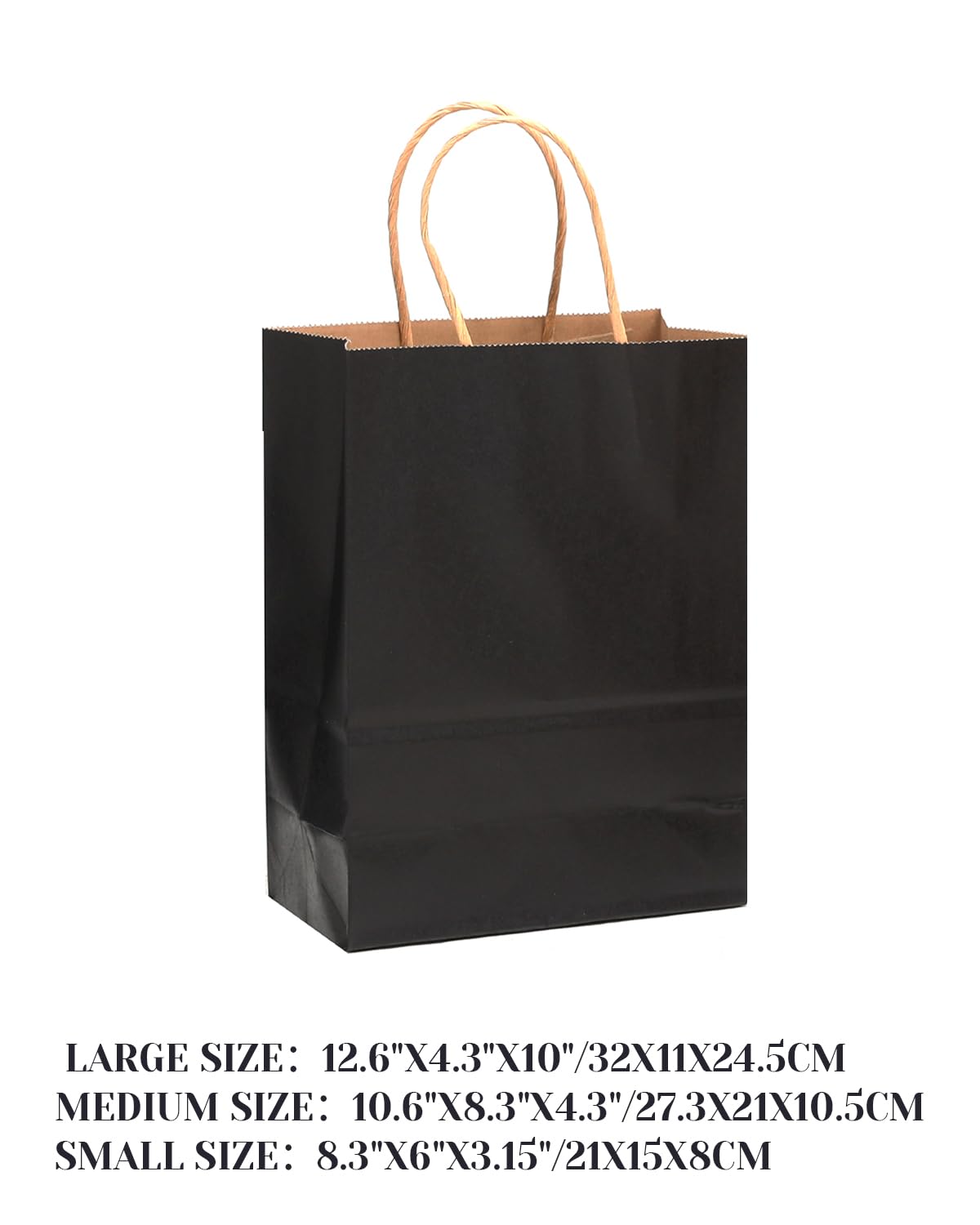 qiqee 100-Packs Black Paper Gift Bags with Handles Bulk Assorted Sizes(33pcs Large 13", 33pcs Medium 11", 34pcs Small 8")