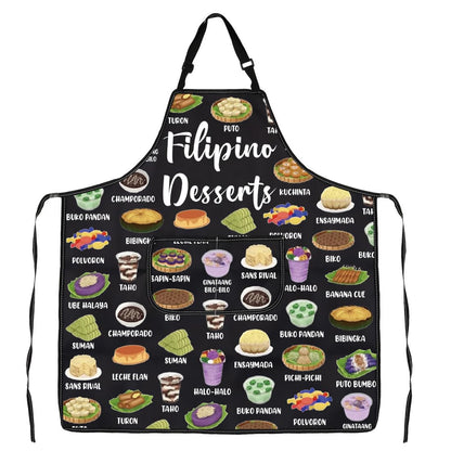 WSNANG Filipino Desserts Adjustable Kitchen Apron Filipino Food Cooking Apron Philippines Culture Travel Lover Gift