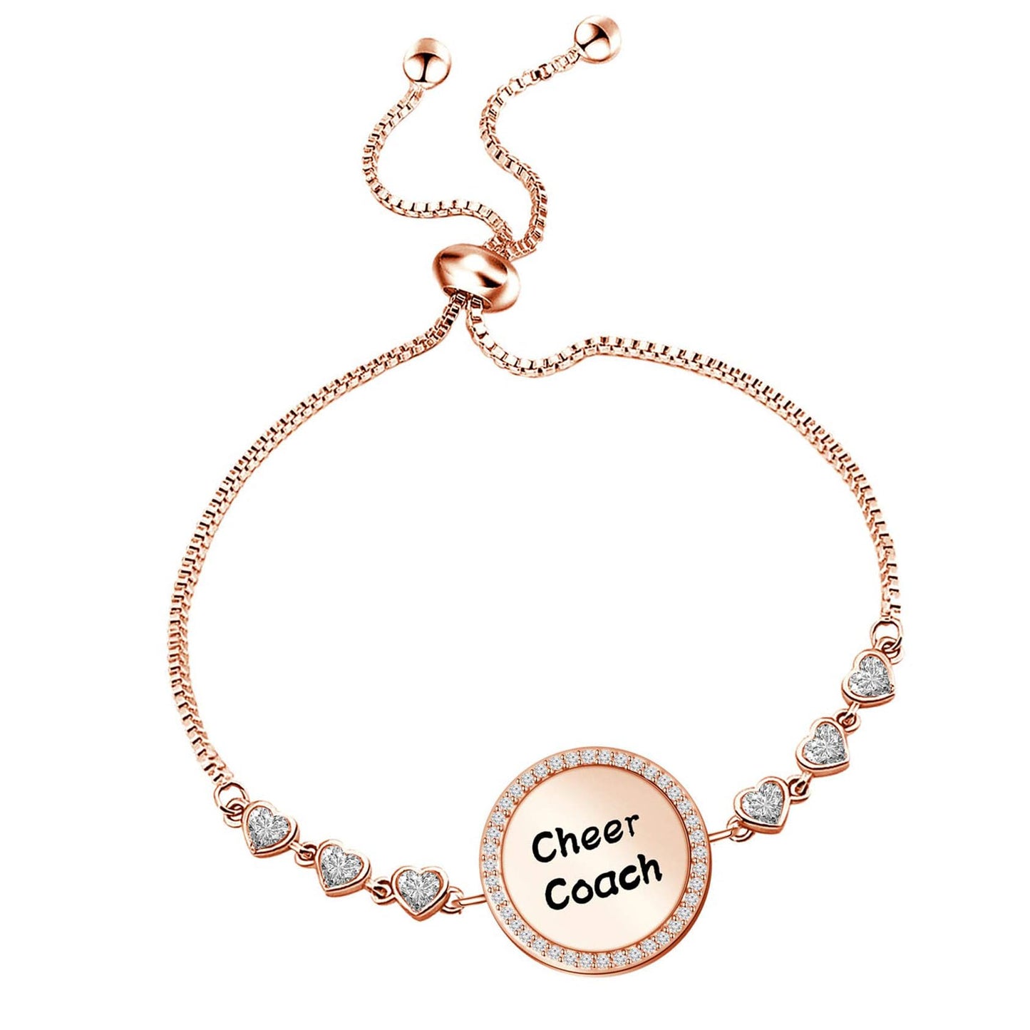 BEKECH Cheerleading Coach Gift Slide Bracelet - Appreciation Gift for Cheer Team Coaches - Cheerleader Jewelry