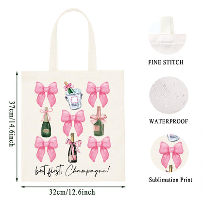 WCGXKO Champagne Gift But First Champagne Tote Bag Champagne Loving Gift Bachelorette Party Gift
