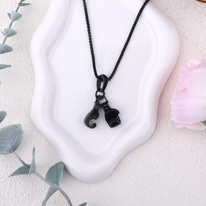 Kilener Boxing Glove Pendant Necklace Punk Chain Necklaces for Men Women Birthday Gifts for Boxers Fitness Motivation Gifts for Son Daughter Friends Boxing Gloves Necklace