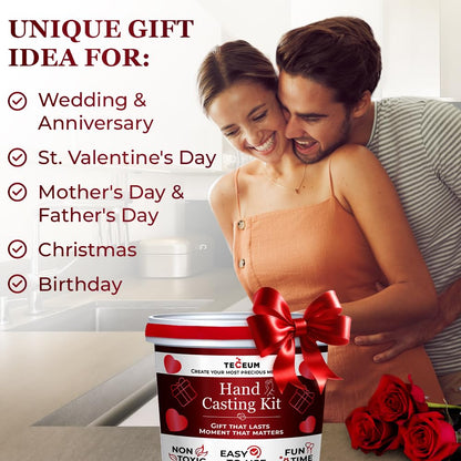 TECEUM Hand Casting Kit – Unique Gift for Babies & Adults – Ideal DIY Gift for Your Loved Ones, Couples, Family – For Wedding, Anniversary, Baby Shower, Mother’s Day, Christmas – Romantic Gifts – Kit1