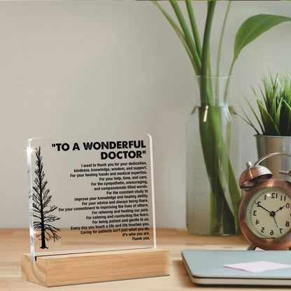 Best Doctor Gifts, Thank You Appreciation Doctor Gifts, to a Wonderful Doctor Clear Desk Decorative Sign Home Office Acrylic Decor