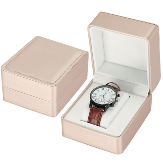 PU Leather Watch Box, Compact Watch Gift Case with Pillow for Women Men, Travel Watch Holder Storage Boxes for Birthdays Anniversary Father's Day Graduations (Gold)