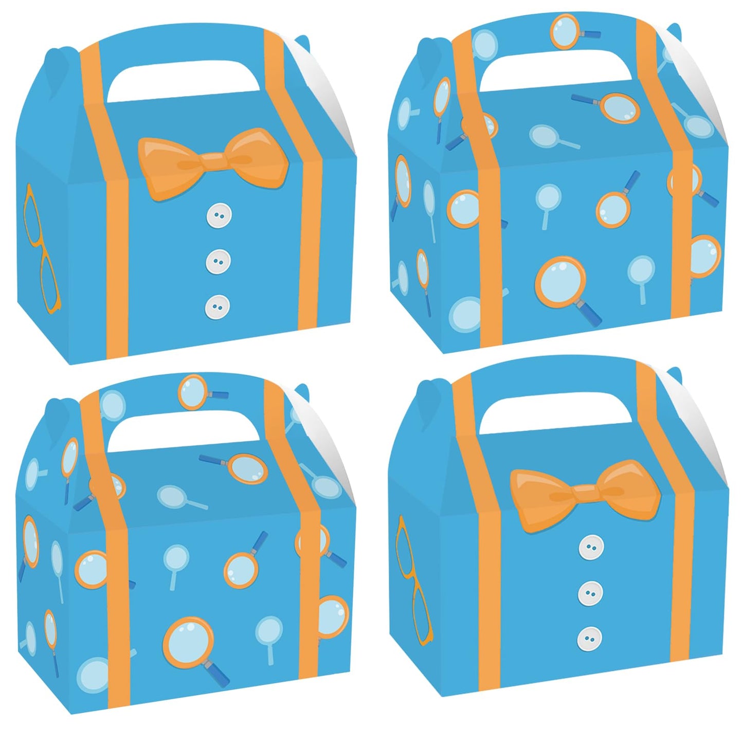 Zoketriton 24 Pack Orange Blue Party Favor Treat Boxes, Blue Orange Cartoon Print Party Goodie Candy Treat Present Boxes Recycled Party Favor Boxes for Birthday Party Supplies Decoration