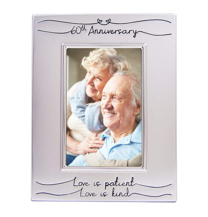 Haysom Interiors Beautiful Two Tone Silver Plated 60th Anniversary 4" x 6" Picture Frame with Black Velvet | Unique and Thoughtful Gift Idea by Happy Homewares