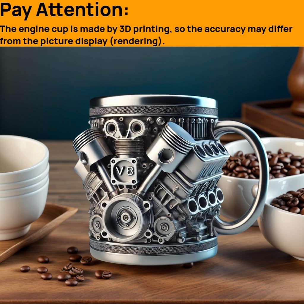 V8 Engines Stainless Steel Cup,Personalized Coffee Mug with Insulated Handle,Perfect for Car Lovers Gifts,Mechanics, Birthday, Christmas,Living room decoration as a work of art