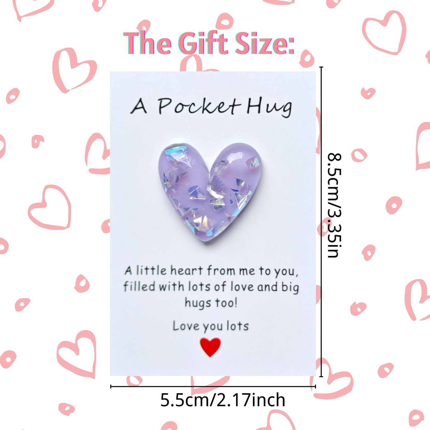 YOJO Pocket Hug Heart with Greeting Cards, Long Distance Relationship Gifts, Gifts for Boyfriend Girlfriend, I Love You Gift for Him Her (Purple)