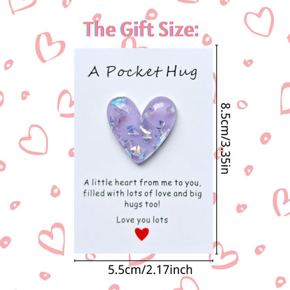 YOJO Pocket Hug Heart with Greeting Cards, Long Distance Relationship Gifts, Gifts for Boyfriend Girlfriend, I Love You Gift for Him Her (Purple)