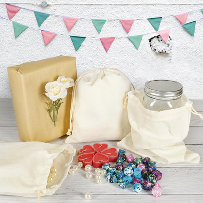 HRX Package 20pcs Muslin Bags 8x10 inches, Cotton Drawstring Bag Fabric Gift Pouches Sachet for Jewelry Party Favors Wrapping DIY