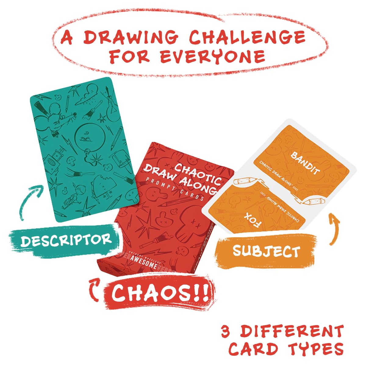 110 Drawing Prompt Cards, Creative Sketch Game with 105 Unique Prompts and 5 Blank Cards for Artists, Families, Classrooms and Party Games