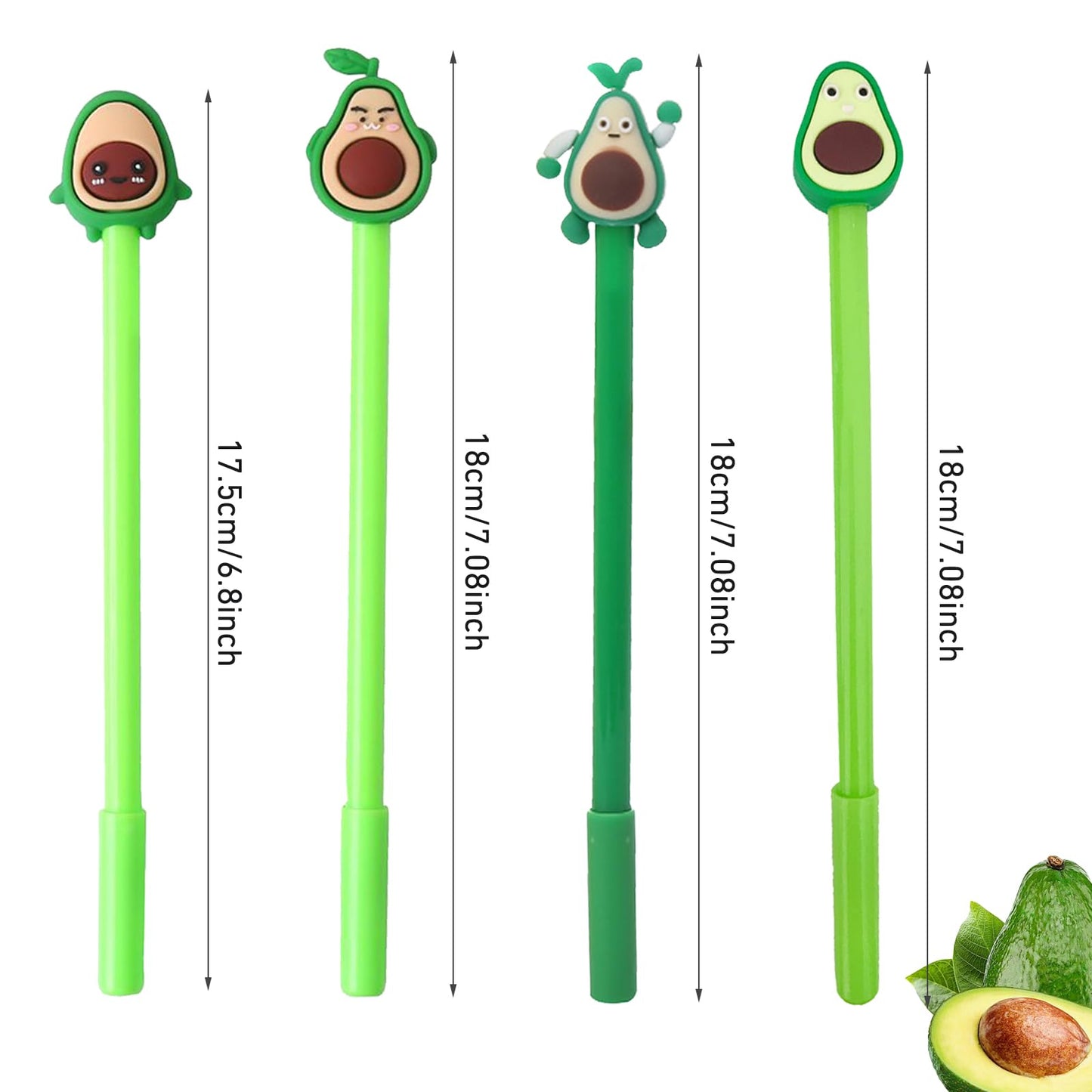 40 Pcs Cute Avocado Gel Ink Pens, Fruit 0.5 mm Black Ink Cool Novelty Writing Pens f for Ournaling, Writing, Note-Taking, Teacher Student School Party Office Home Supplies (Cute Avocado)