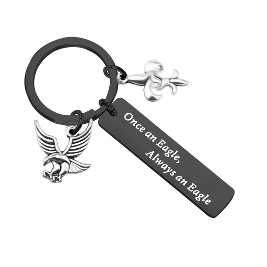 ENSIANTH Eagle Gift for Scouts Scout Keychain Scouts Leader Gift Scout Court of Honor Gift Eagle Keychain (Black)