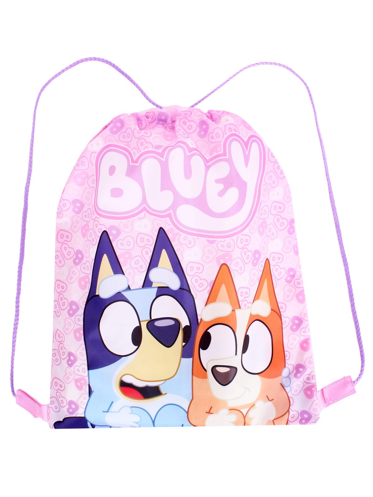 Bluey Girls Drawstring Bag – Pink Gym Sack Backpack Bingo – Kids School, Dance, Swimming, PE, or Sleepover Bag.