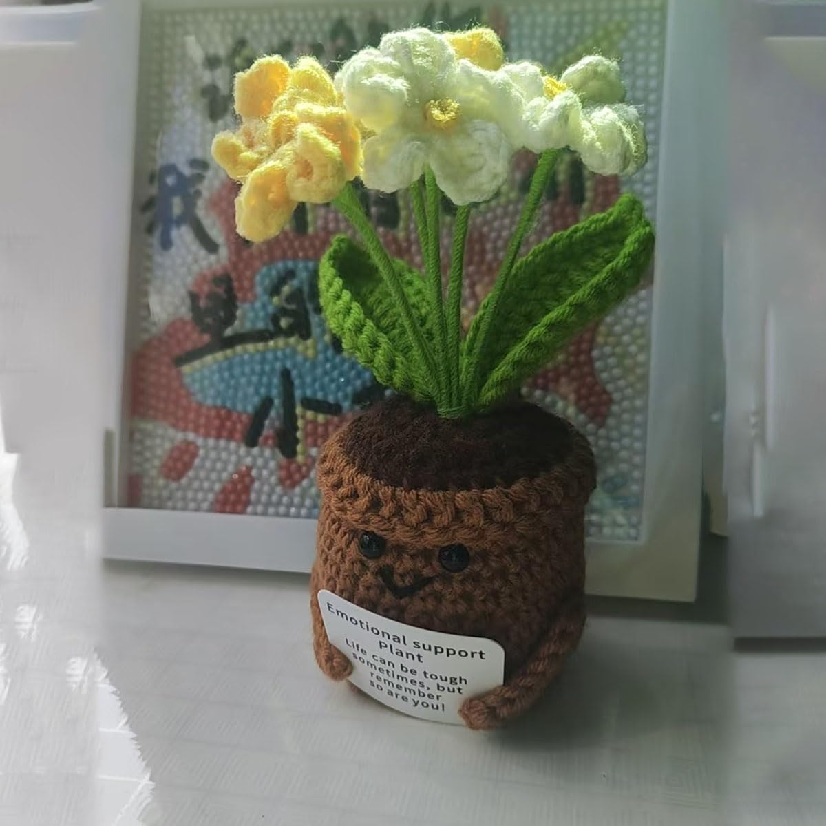 Birthday Gifts for Women Mini Positive Tulip Emotional Support CrochetPerfect as Christmas/Retirement/Thank-You Gifts for Female Colleagues Bosses Teachers & Friends (Smiling Sunflower)