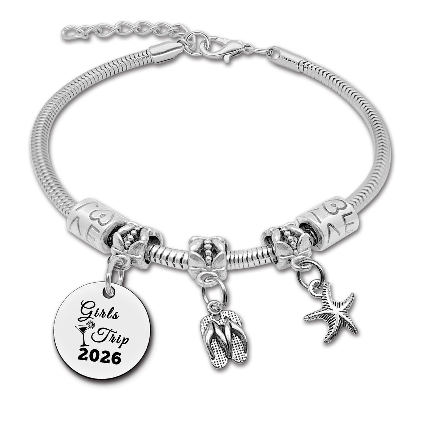 Girls Trip Gifts Girls Trip Weekend Gift Stainless Steel Bracelet Vacation Gifts for Women Beach Gift for Friend Bachelorette Party Presents Girl Weekend Getaway Presents Birthday Beach Present Women