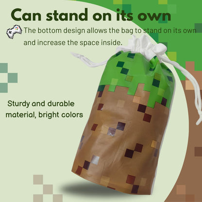 48Pcs 7 x 10Inch Pixel Miner Favor Bags Pixel Themed Treat Goodie Bags for Birthday Party Supplies Video Game Party Candy Bag for Kids