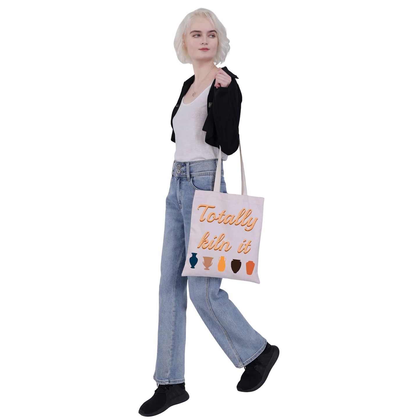 VAMSII Totally Kiln it Tote Bag Ceramic Artist Gifts Pottery Lover Gifts Bag Clay Pottery Maker Gift Ceramic Pottery Shopping
