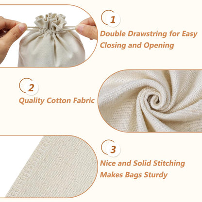 HRX Package 20pcs Cotton Canvas Bags 7x9 inches, Fabric Drawstring Gift Bags Pouches Sachet for Party Favors Craft DIY