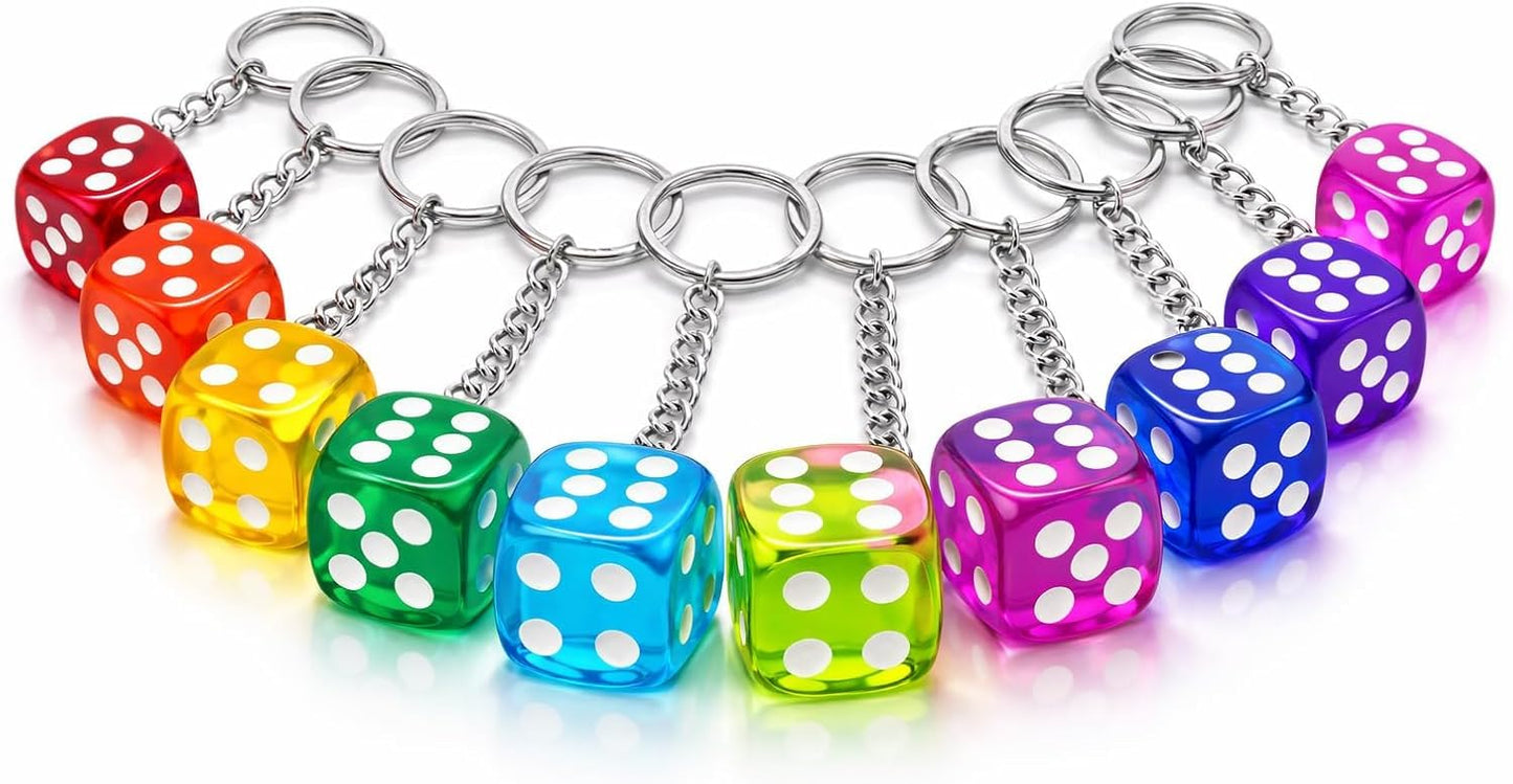 1 Dozen Bunco Dice Key Chains - Perfect for Bunco Night Gifts, Prizes, Casino-Themed Wedding Favors, and Party Supplies
