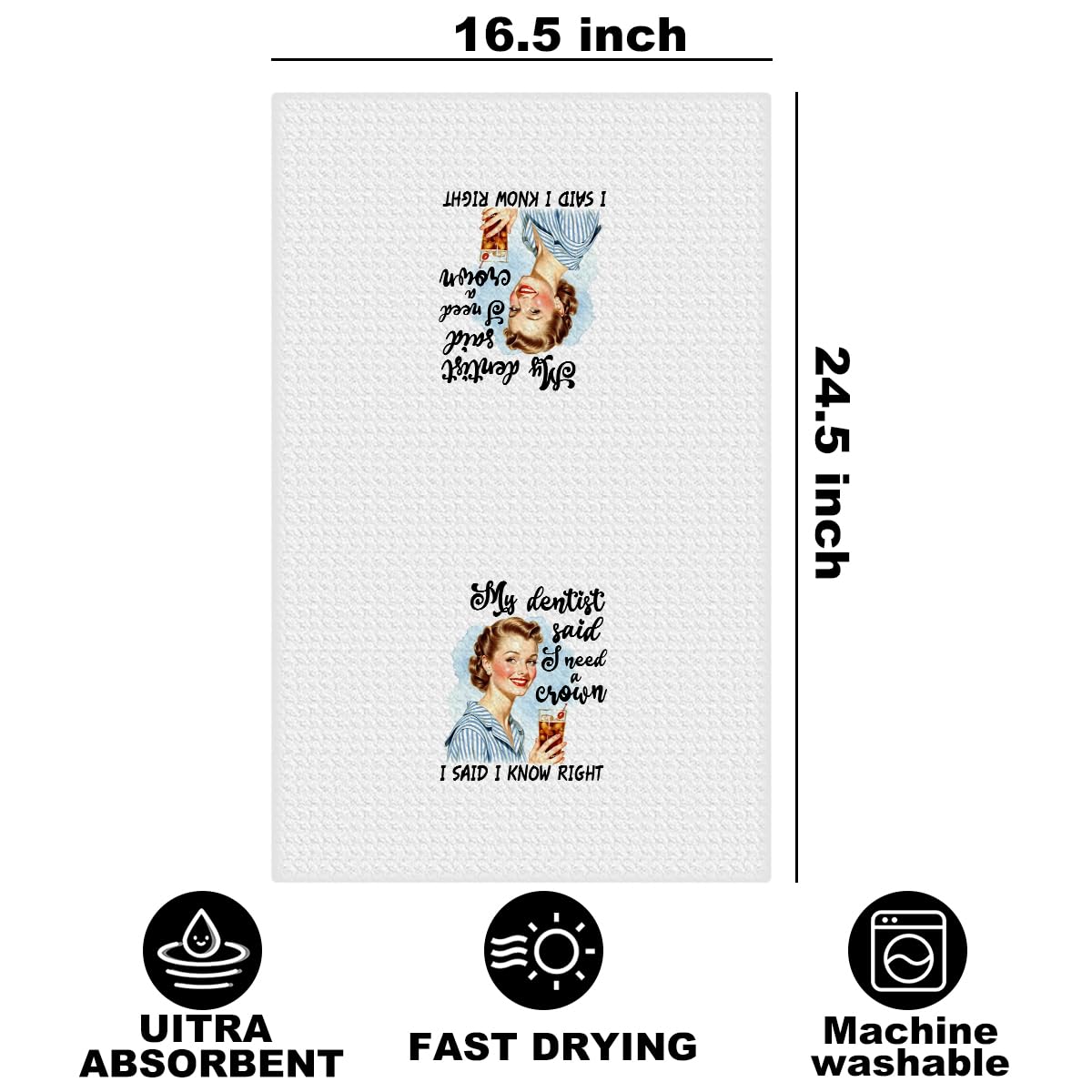 Hanamiya Na Funny Kitchen Towels, Hostess Gifts for Women, Reusable Tea Towels for Kitchen Home Farmhouse Decor, Funny Waffle Weave Dish Drying Towel, Ladies Gifts for Women Friend Mom, 24x14 Inch