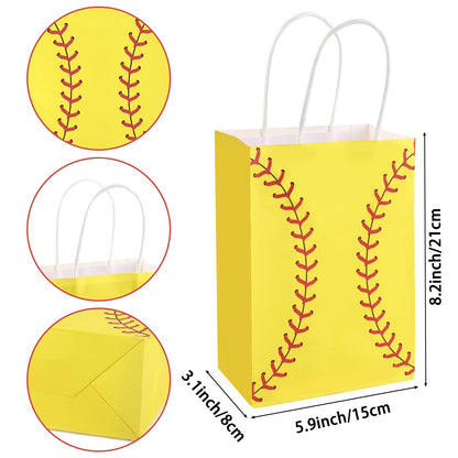 Hxezoc 12 Pieces Softball Gift Bags with Handle, Paper Treat Candy Bag Sport Favor Bags for Softball Theme Birthday Party Decoration Supplies