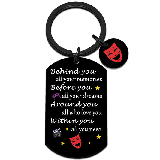 Musical Theater Gifts for Teen Girls Boys Theatre Decor Keychain Gifts for Theater Lovers Actors Performers Actress Director Teacher Tragedy Drama Mask Keyring for Women Men