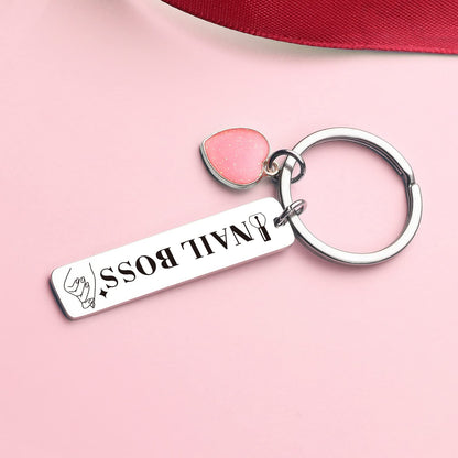 ZNOSVEI Nail Boss Keychain Nail Technician Jewelry Nail Artist Gift Nail Polish Keychain Nail Stylist Gift, Nail Boss Keychain, Standard