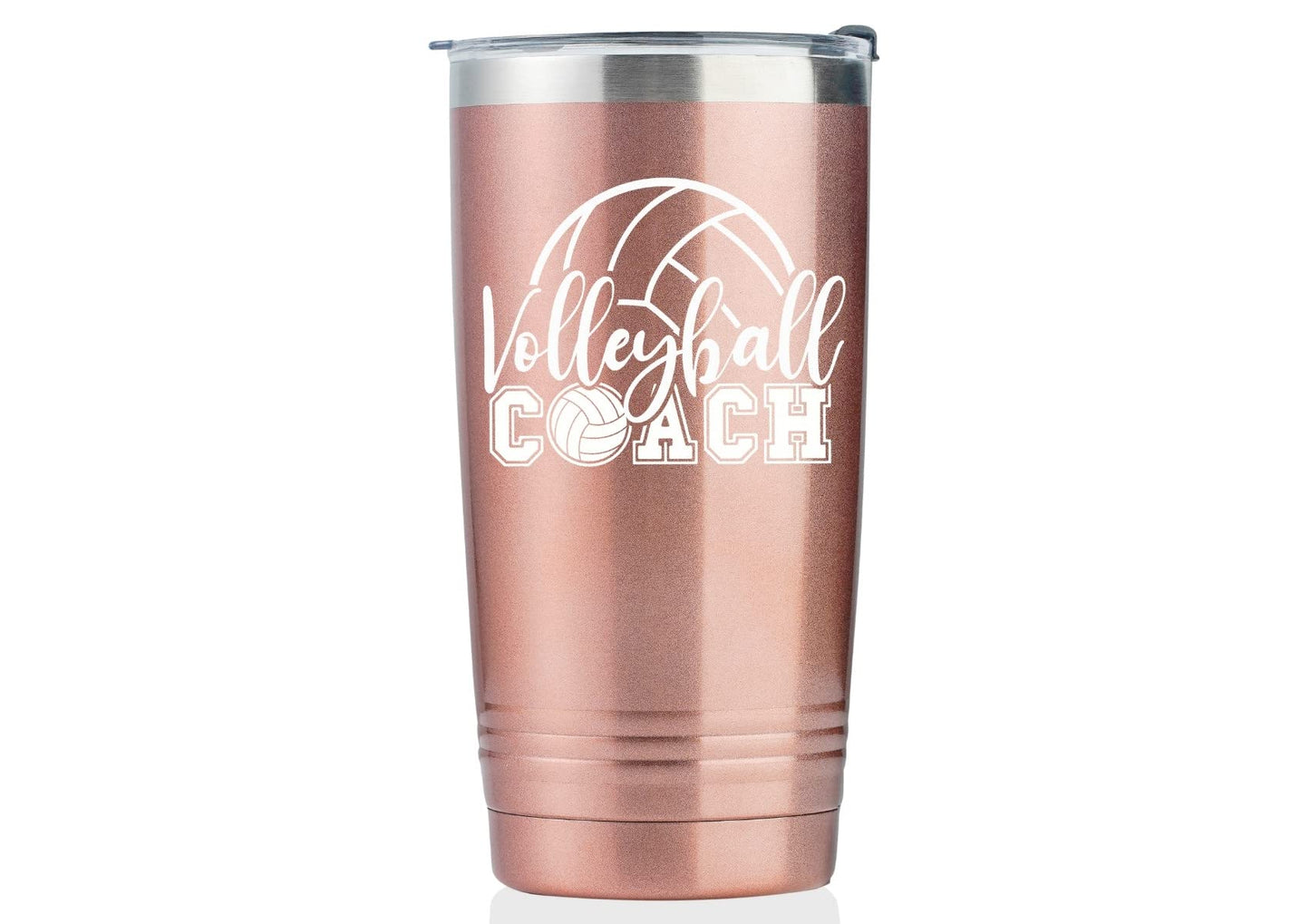 Onebttl Volleyball Coach Gift, Funny Gift Idea for Appreciation, Christmas, Birthday, 20oz Stainless Steel Insulated Travel Mug - RoseGold
