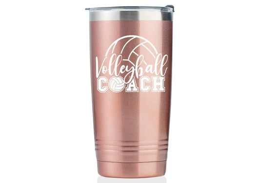 Onebttl Volleyball Coach Gift, Funny Gift Idea for Appreciation, Christmas, Birthday, 20oz Stainless Steel Insulated Travel Mug - RoseGold