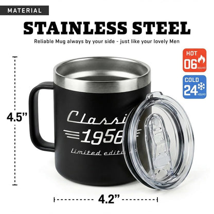 70th Birthday Gifts for Men, Dad - Mens Birthday Gift Ideas, Dad Birthday Gift, mens Gifts Ideas - Funny, Gag Gifts for Men - 1956 Birthday Gifts for Men Mug 14Oz Stainless Steel