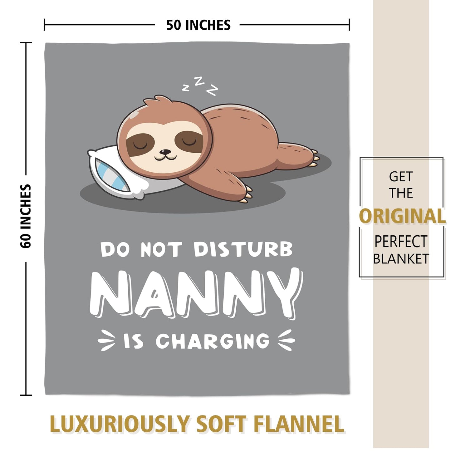 Nanny Gifts for Birthday, Nanny is Charging Blanket, Mothers Day Birthday Gifts for Nannie from Grandkids, Super Soft Throws Blanket for Nannie Nana Grandma, 60"x50"