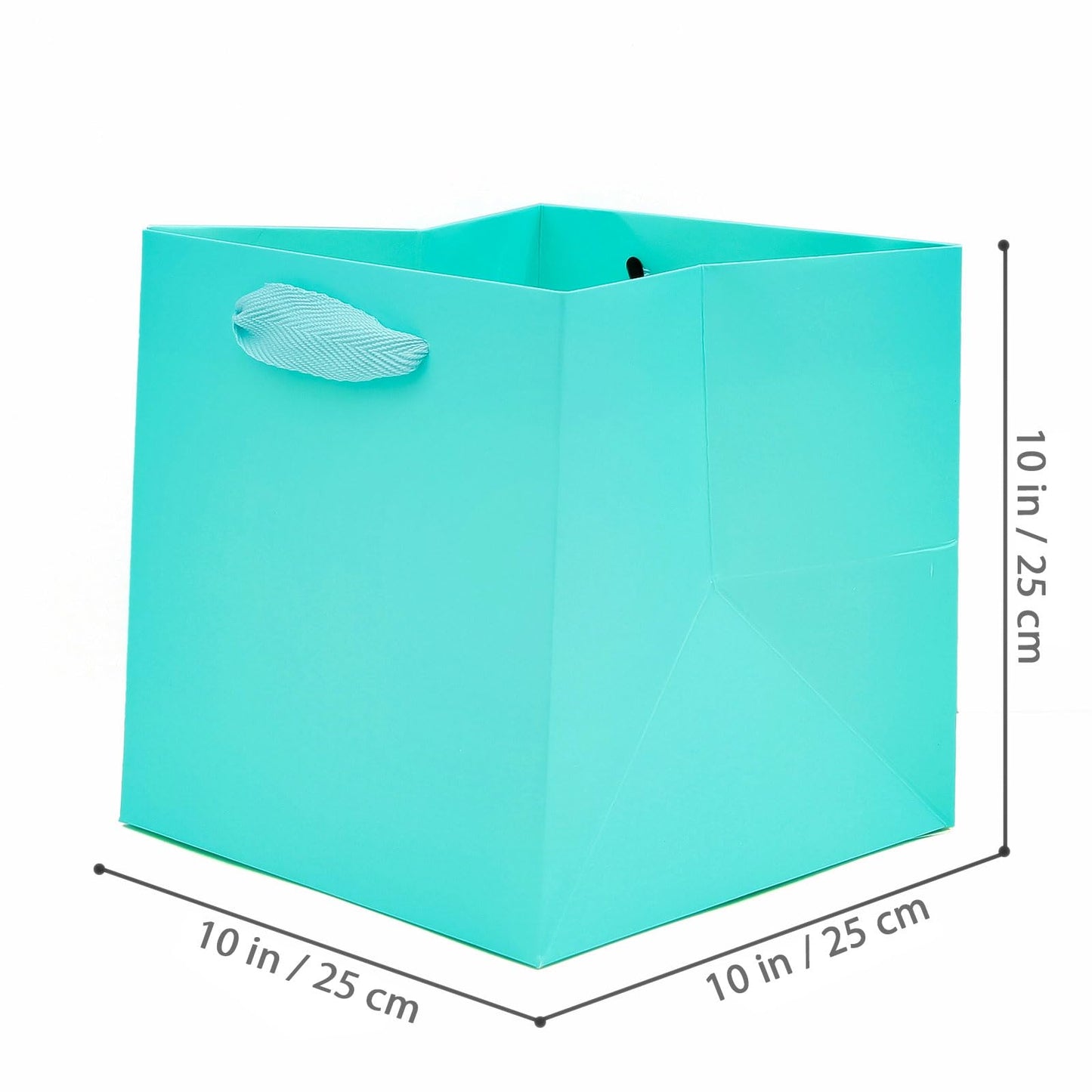 Teal Blue Paper Gift Bag 10 in Large Gift Box Square Bottom Kraft Paper Bags with Handles for Wedding Baby Shower Birthday Party (Teal Blue, 10 x 10 x 10 in, 10 CT)