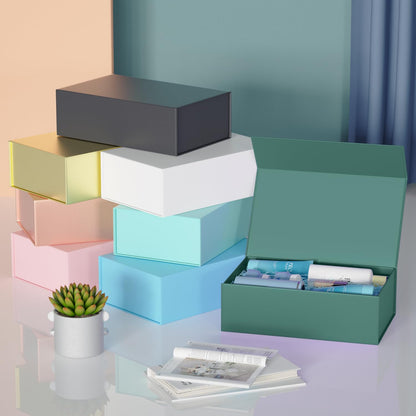 RYDDOY Green Gift Box, 9.5x6x3'' Gift box for Presents with Lids Magnetic Closure Rectangle Collapsible for Bridesmaid Proposal Box, Wedding, Christmas, Halloween, Birthday Gift Packging