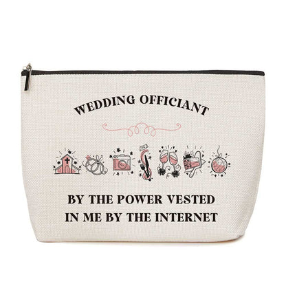 Funny Wedding Officiant Gift Officiant Proposal Gift Bridal Party Gifts for Women Her Bestie Friends Wife Fun Birthday Christmas Wedding Officiant by The Power Vested Travel Makeup Bag Cosmetic Pouch