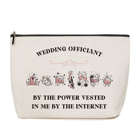 Funny Wedding Officiant Gift Officiant Proposal Gift Bridal Party Gifts for Women Her Bestie Friends Wife Fun Birthday Christmas Wedding Officiant by The Power Vested Travel Makeup Bag Cosmetic Pouch