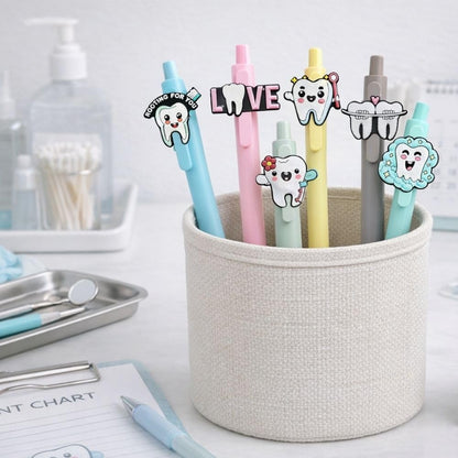 10PC Dental Pens Smiling Teeth Tooth Oral Health Dentist Hygienist Student Assistant DA Must Haves Molar Hygiene Office Supplies Bulk Appreciation Week Accessories Gifts For Staff Employee Coworkers