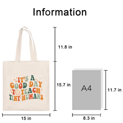 Kimoli Teacher Appreciation Gifts School Canvas Tote Bags Aesthetic Travel Beach Bag Summer Reusable Grocery Shopping Bag