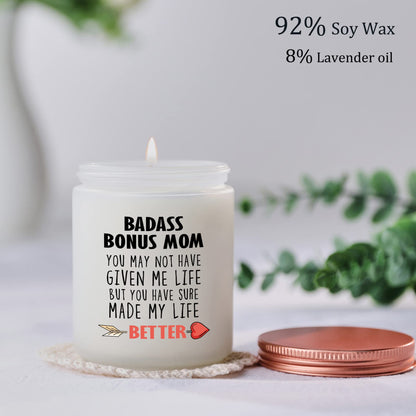 Bonus Mom Gifts- Mother in Law, Stepmom irthday Christmas Mothers Day Gifts- Funny Best Candle Gift Ideas for Adopted Mom from Daughter Son