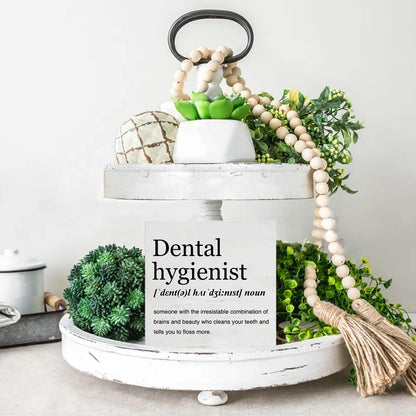 Dental Hygienist Gift Ideas Dental Hygienist Definition Art Wooden Box Sign Minimalist Desk Decorative Wooden Sign Home Office Decor for Table Shelf 5 x 5 Inches