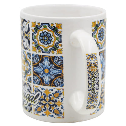 Traditional Portuguese Azulejo Ceramic Coffee Mug 12oz - Blue & White Tile Design, Microwave & Dishwasher Safe, Handcrafted in Portugal, GS6220