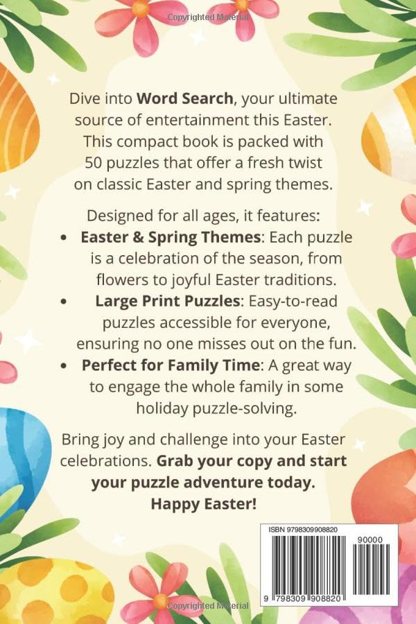 Easter Basket Stuffers: Word Search Large Print: Fun and Festive Puzzle Book for Kids, Teens, and Adults. A Perfect Gift for the Whole Family!