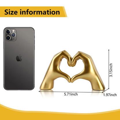Gold Heart Hands Sculpture, Fan Gift Merch for Music Lovers, Home Decor Accents for Birthday Living Room Bedroom Shelf Desk, Small Cute Statue for Women Girls