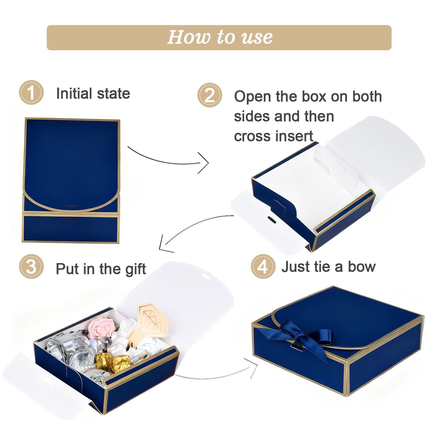 10Pack Small Gift Boxes, 6.5''x6.5''x2'' Blue Gift Boxes with Ribbon, Small Boxes for Gifts Birthday Wedding Party Valentine's Day Mother's Day