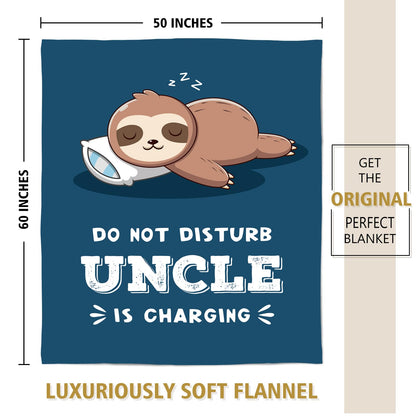 Funny Gifts for Uncle, Uncle is Charging Sloth Blanket, Uncle Birthday Gifts, Gifts for Uncle from Niece Nephew, Uncle Gift for Fathers Day Christmas, Soft Sloth Blanket for Uncle 60"x50"