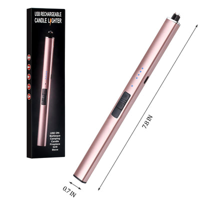 Electric Candle Lighter Rechargeable USB: Christmas Stocking Stuffers Valentines Day Birthday Gifts for Women Her Mom Windproof Flameless Dual Arc Camping BBQ Kitchen Lighters for Candle Safety Lock