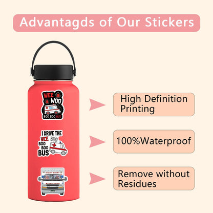 55 PCS Ambulance Stickers,Funny EMS Stickers,Paramedic MedicalStickers,Ambulance Decorations,Vinyl Decals for Water Bottle Laptop Scrapbooking Luggage Phone (White)